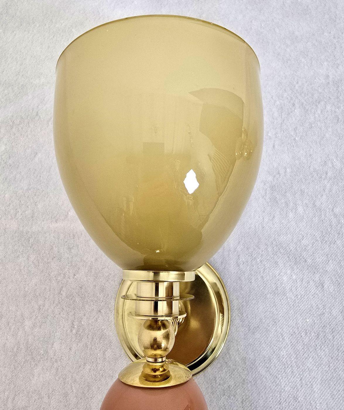 Coppia di appliques in Greene & Greene verde oliva di Murano in vendita 2