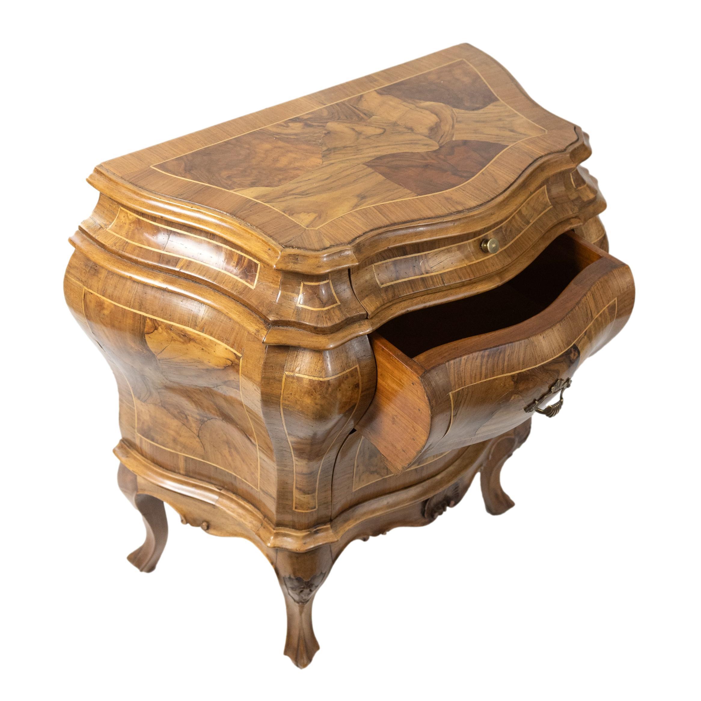 Pair of Olive Wood Bombé Commodes/Side Cabinets, Italian, ca. 1880 5