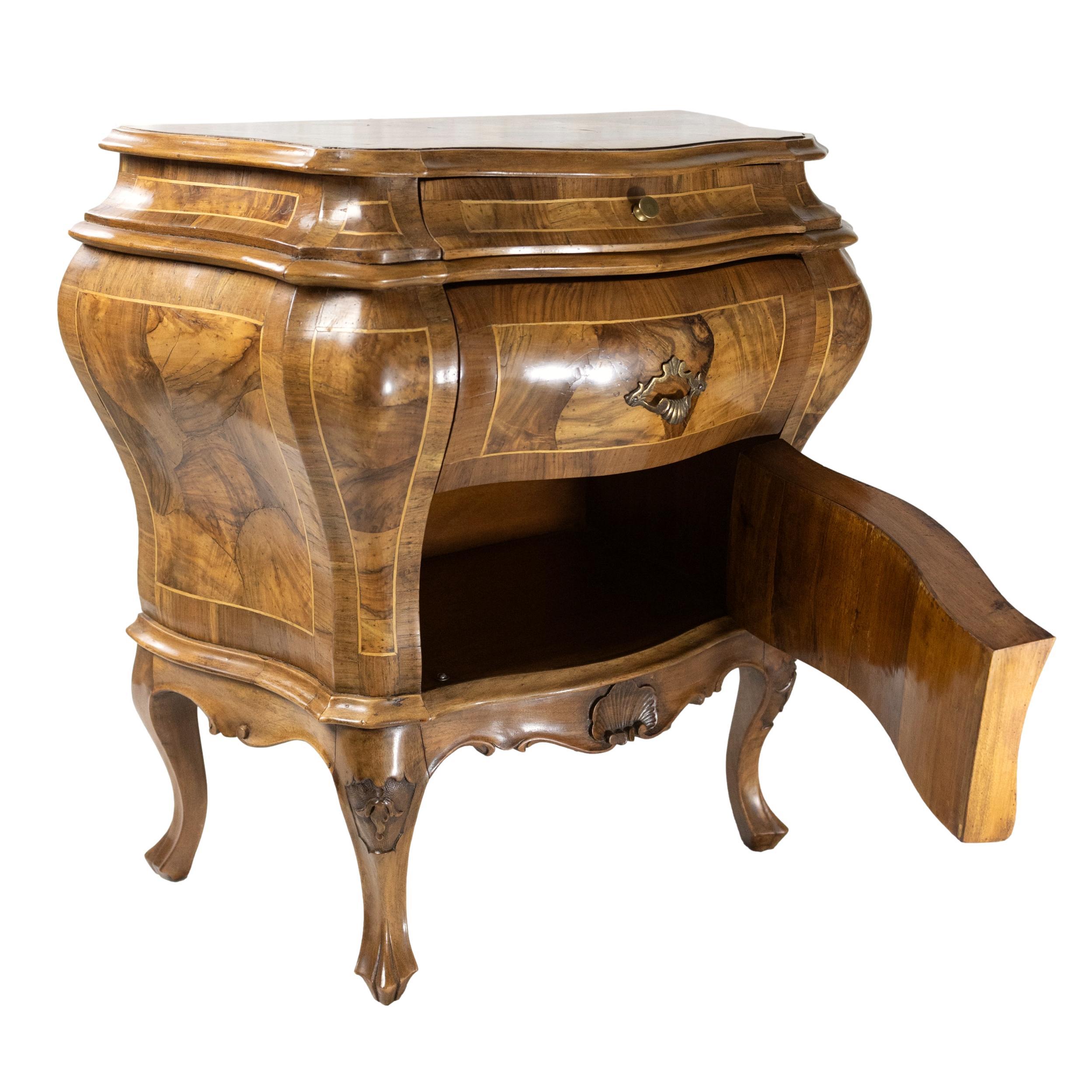 Pair of Olive Wood Bombé Commodes/Side Cabinets, Italian, ca. 1880 6