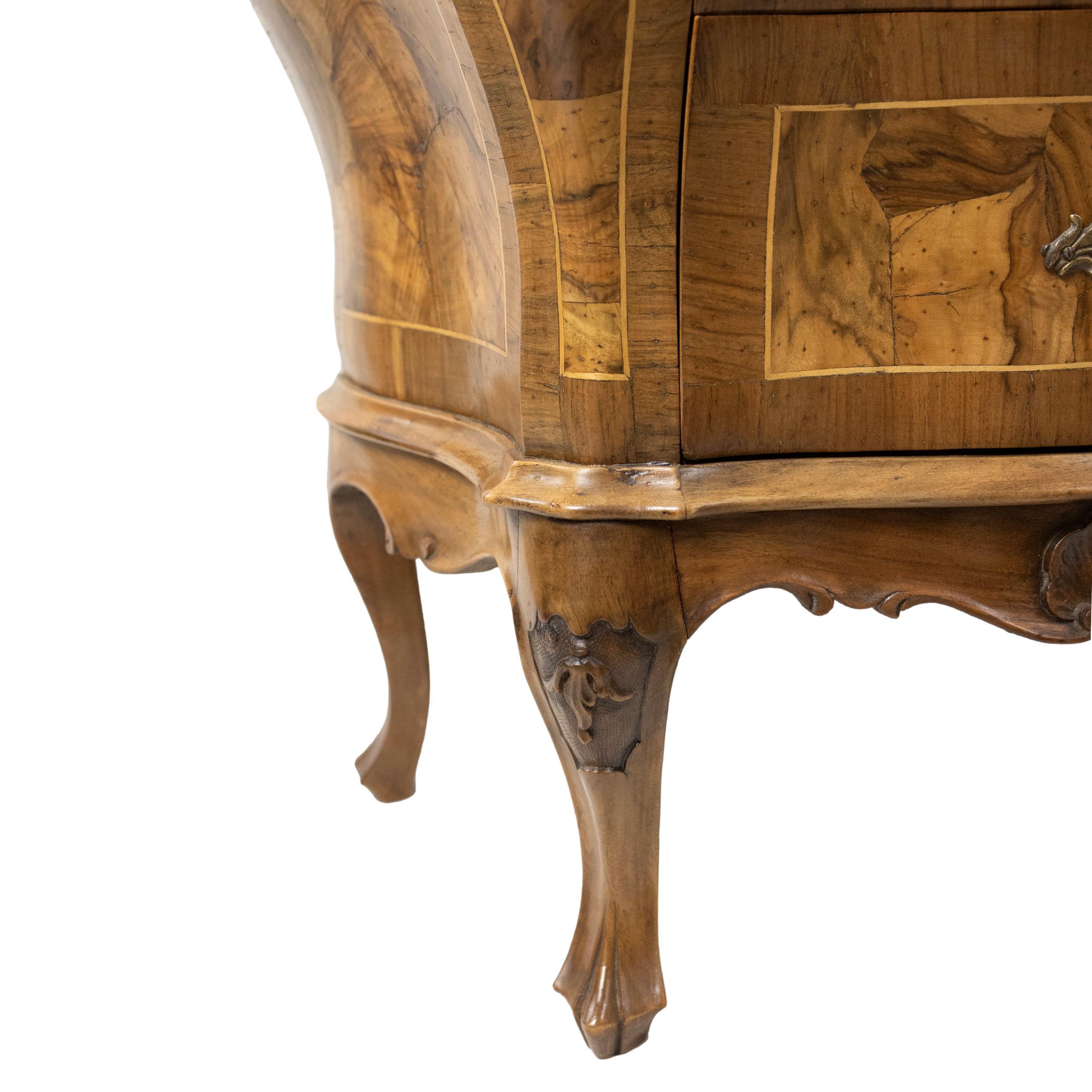 Pair of Olive Wood Bombé Commodes/Side Cabinets, Italian, ca. 1880 9