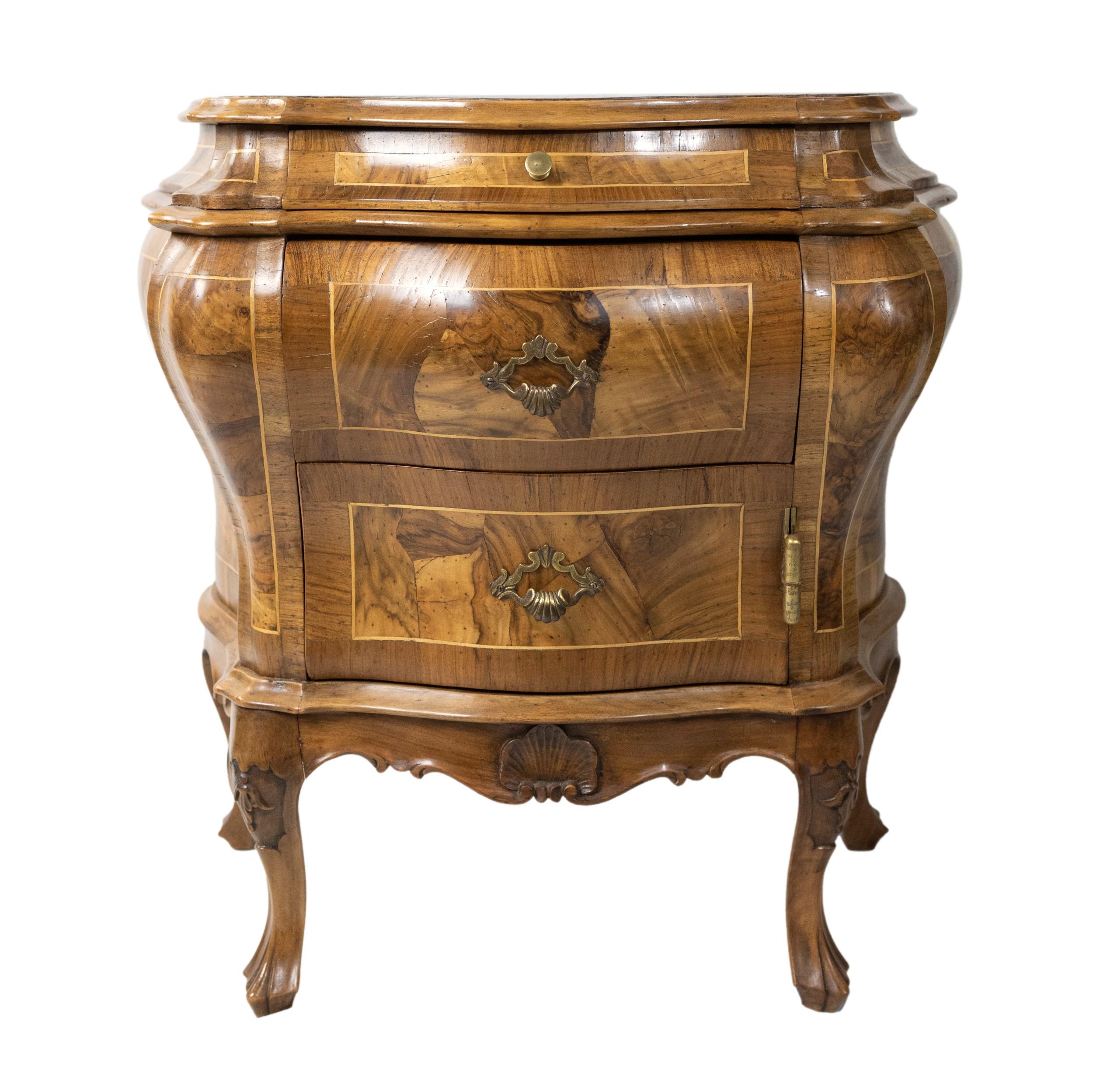 Pair of Olive Wood Bombé Commodes/Side Cabinets, Italian, ca. 1880 1