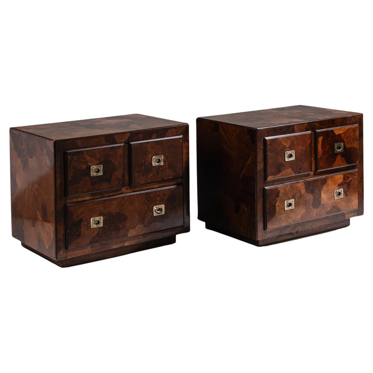 Paire de tables de nuit en placage de bois d'Oliver, années 1950