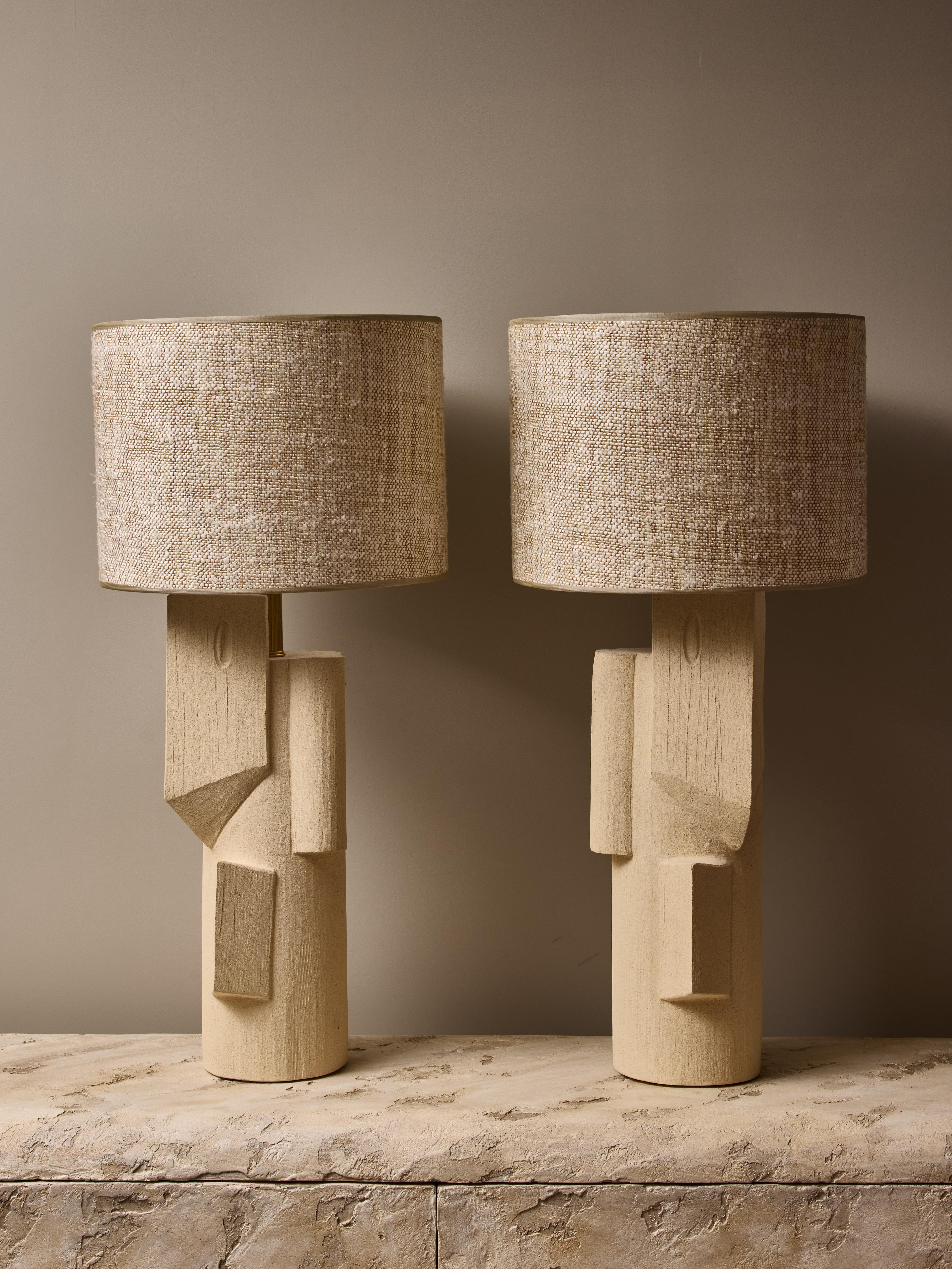 Modern Pair of Olivia Cognet Ceramic Table Lamps For Sale