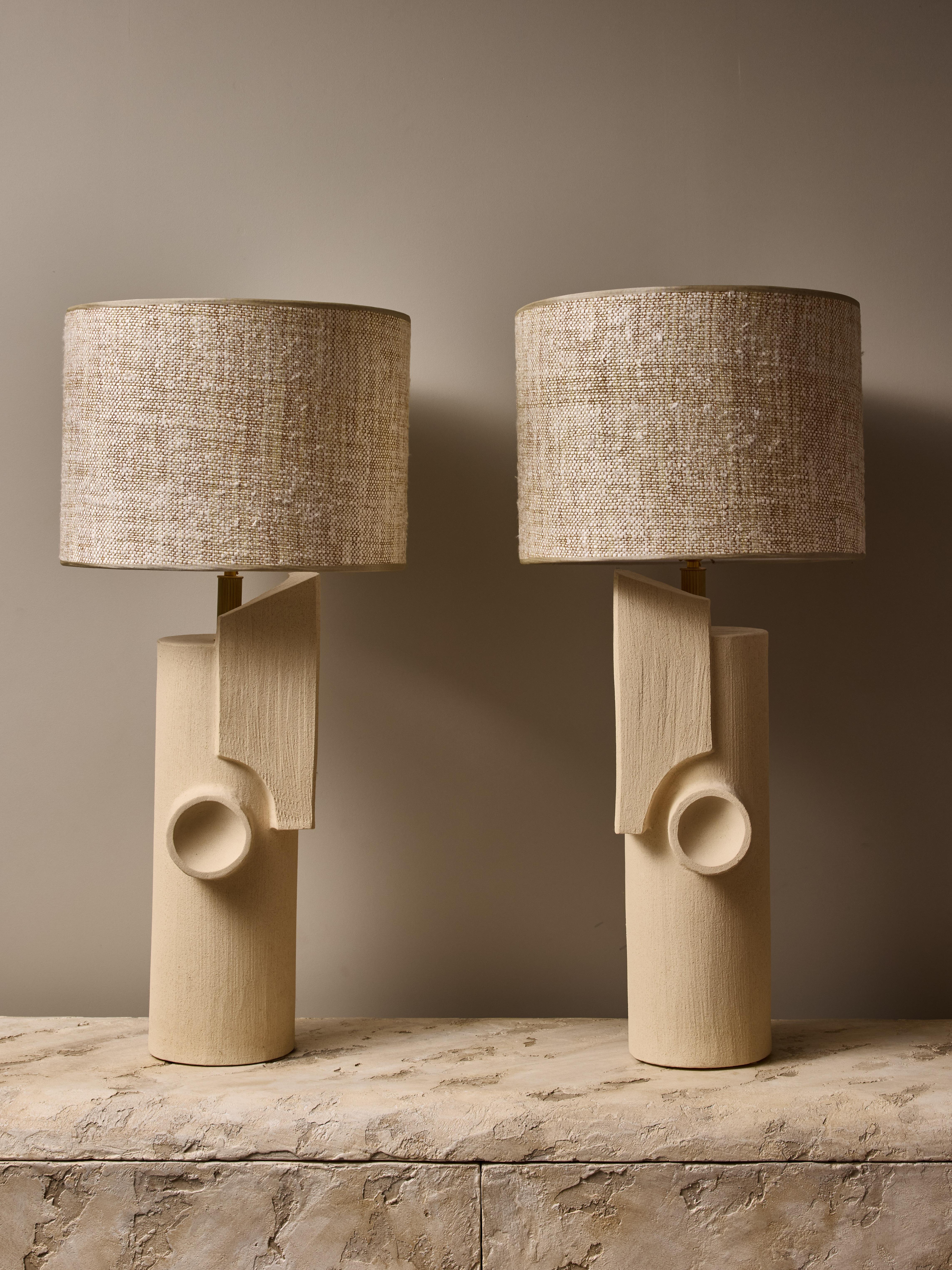 Modern Pair of Olivia Cognet Ceramic Table Lamps For Sale