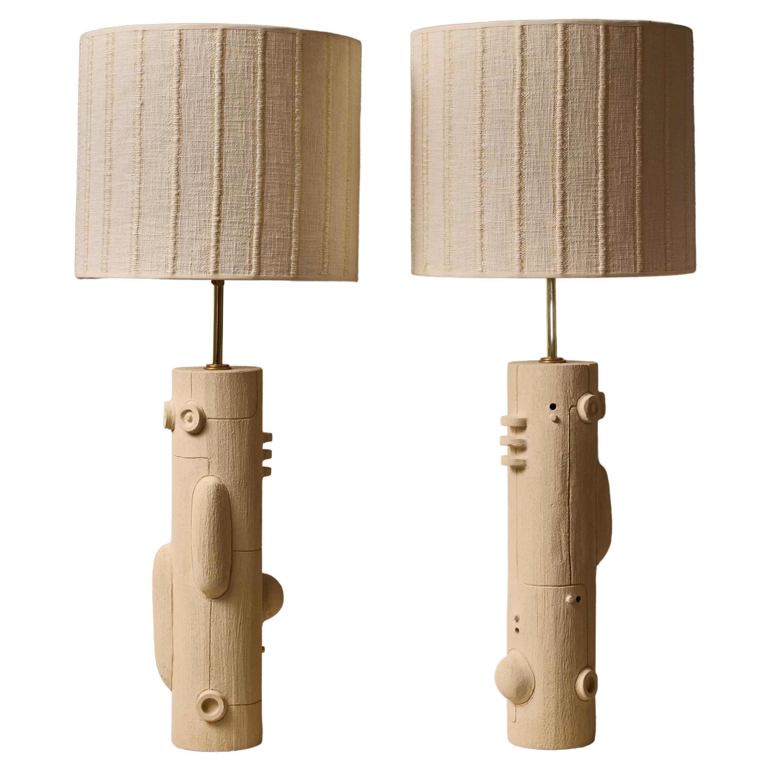 Pair of Olivia Cognet Ceramic Table Lamps For Sale