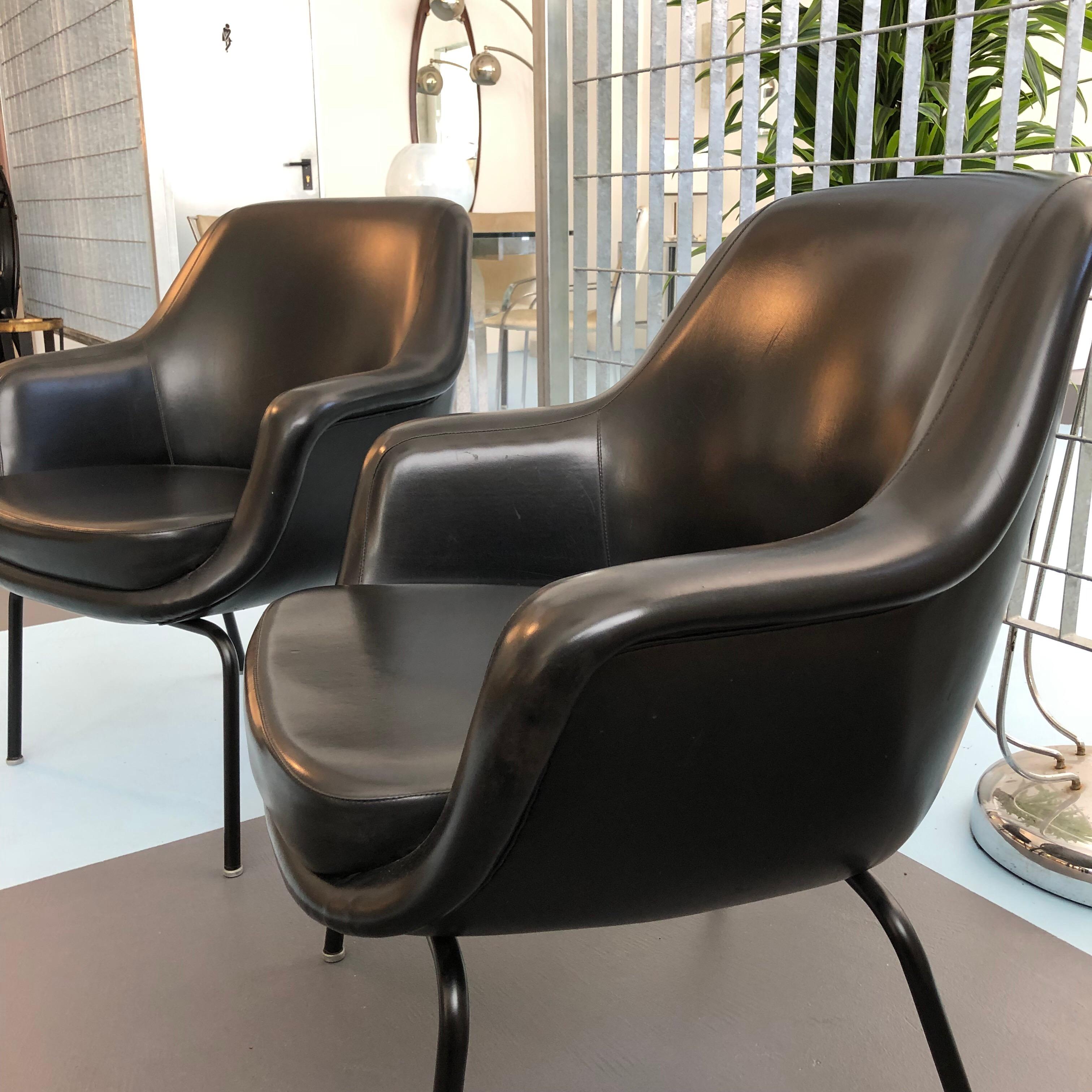 20th Century Pair of Olli Mannermaa Armchairs by Cassina, Italy, 1960s For Sale