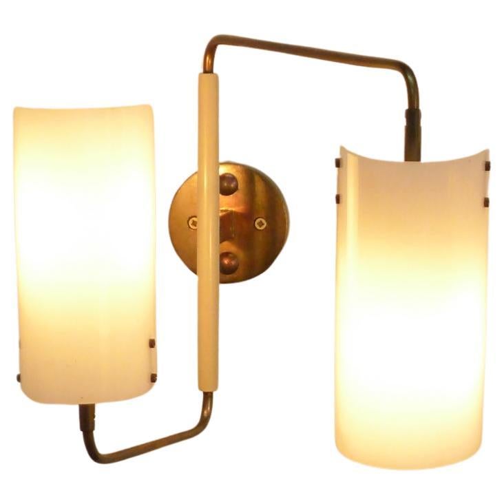 Pair of Oluce Twin-Shade Adjustable Wall Lights, Designed by Tito Agnoli, 1955