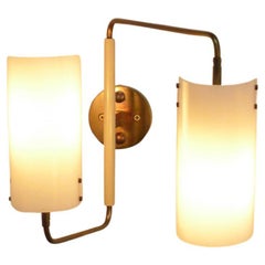 Coppia di Oluce Twin-Shade Adjustable Wall Lights, disegnate da Tito Agnoli, 1955