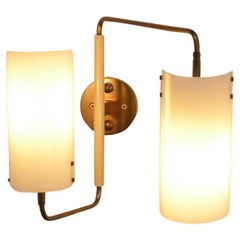 Pair of Oluce Twin-Shade Adjustable Wall Lights, Designed by Tito Agnoli, 1955