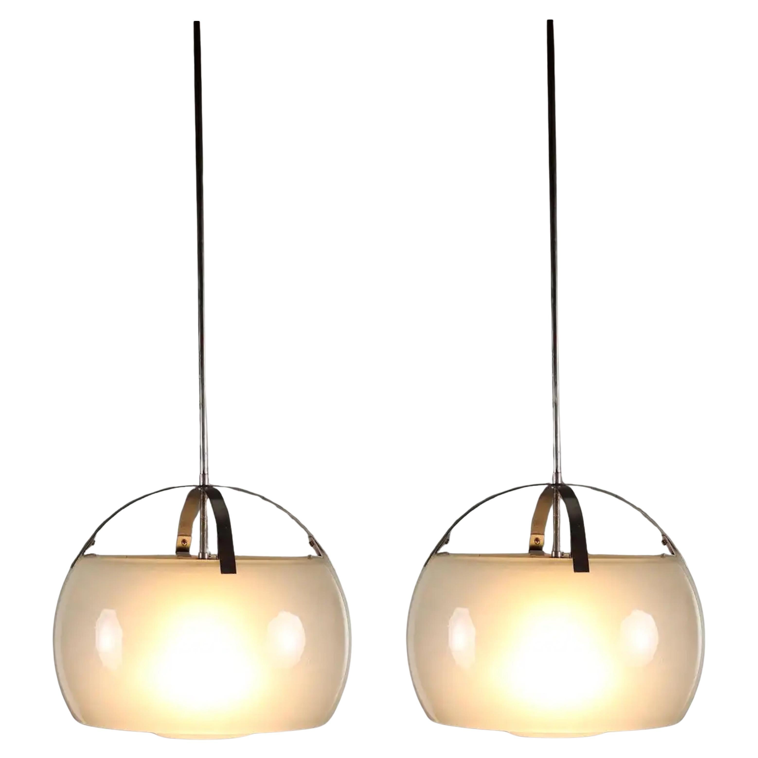 Pair of 'Omega' chandeliers by Vico Magistretti for Artemide, Italy, 1962