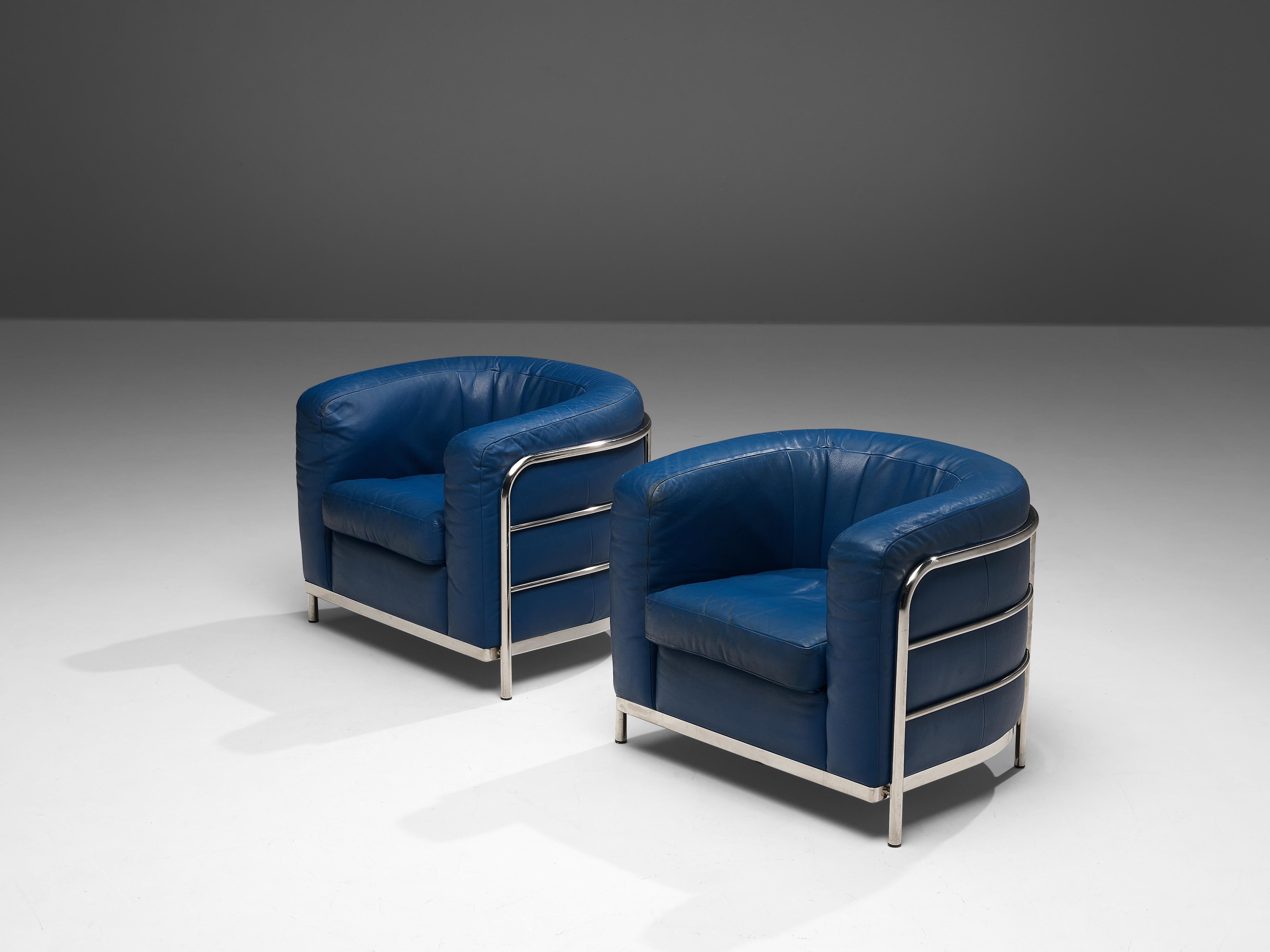 Leather De Pas D’Urbino and Lomazzi for Zanotta Pair of ‘Onda’ Lounge Chairs 