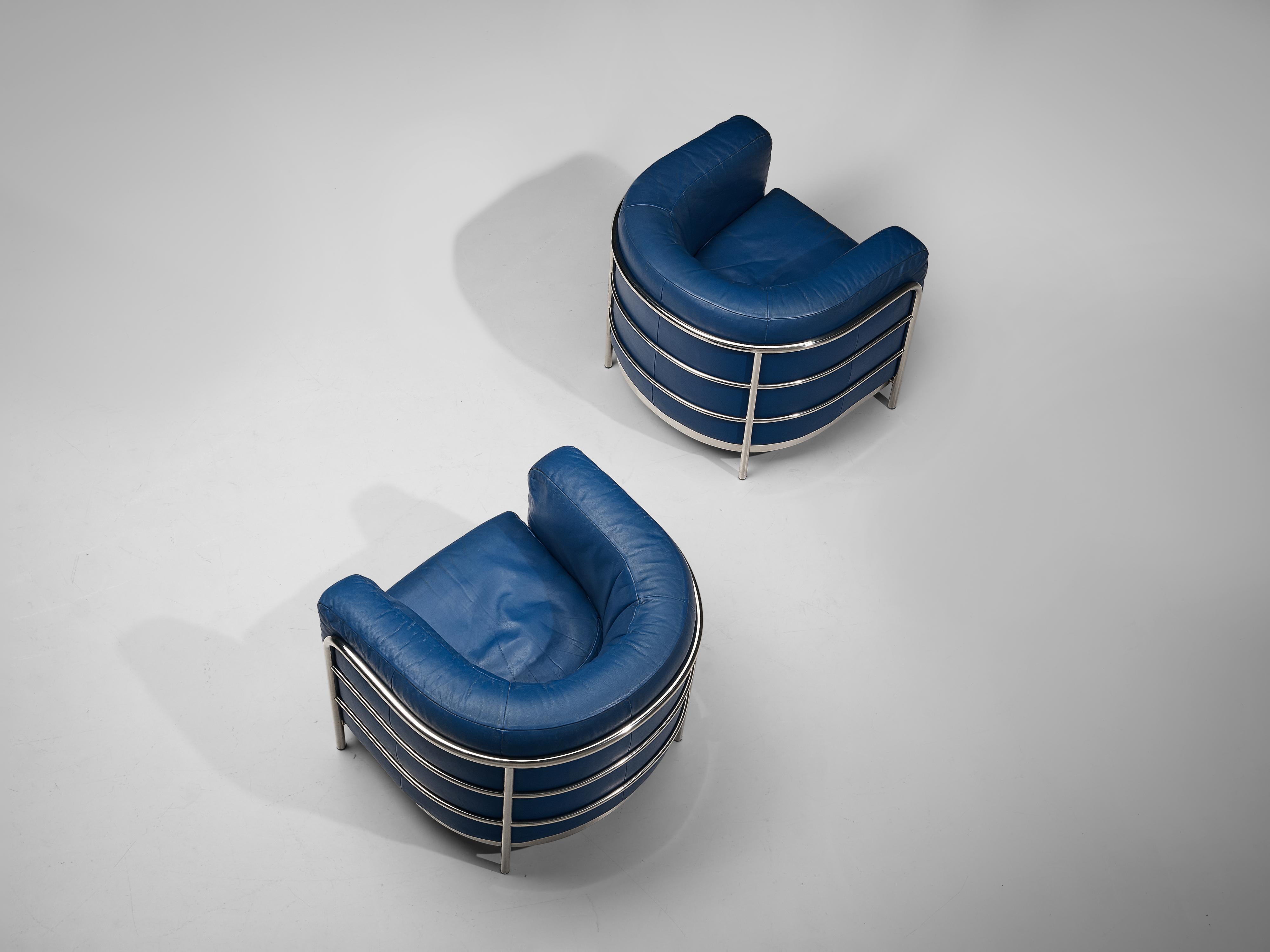 Mid-Century Modern De Pas D’Urbino and Lomazzi for Zanotta Pair of ‘Onda’ Lounge Chairs 