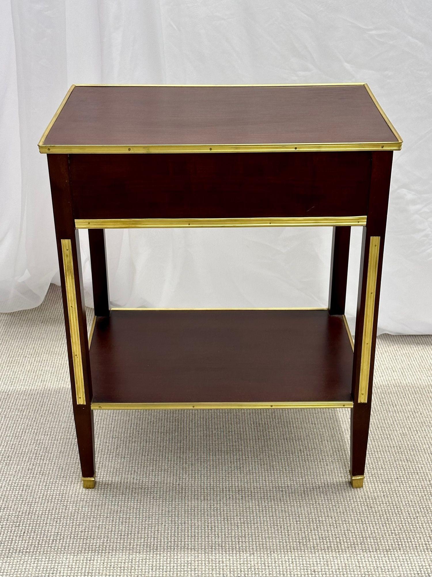 Pair of One Drawer Neoclassical Style Bronze-Mounted Mahogany End / Side Tables For Sale 6