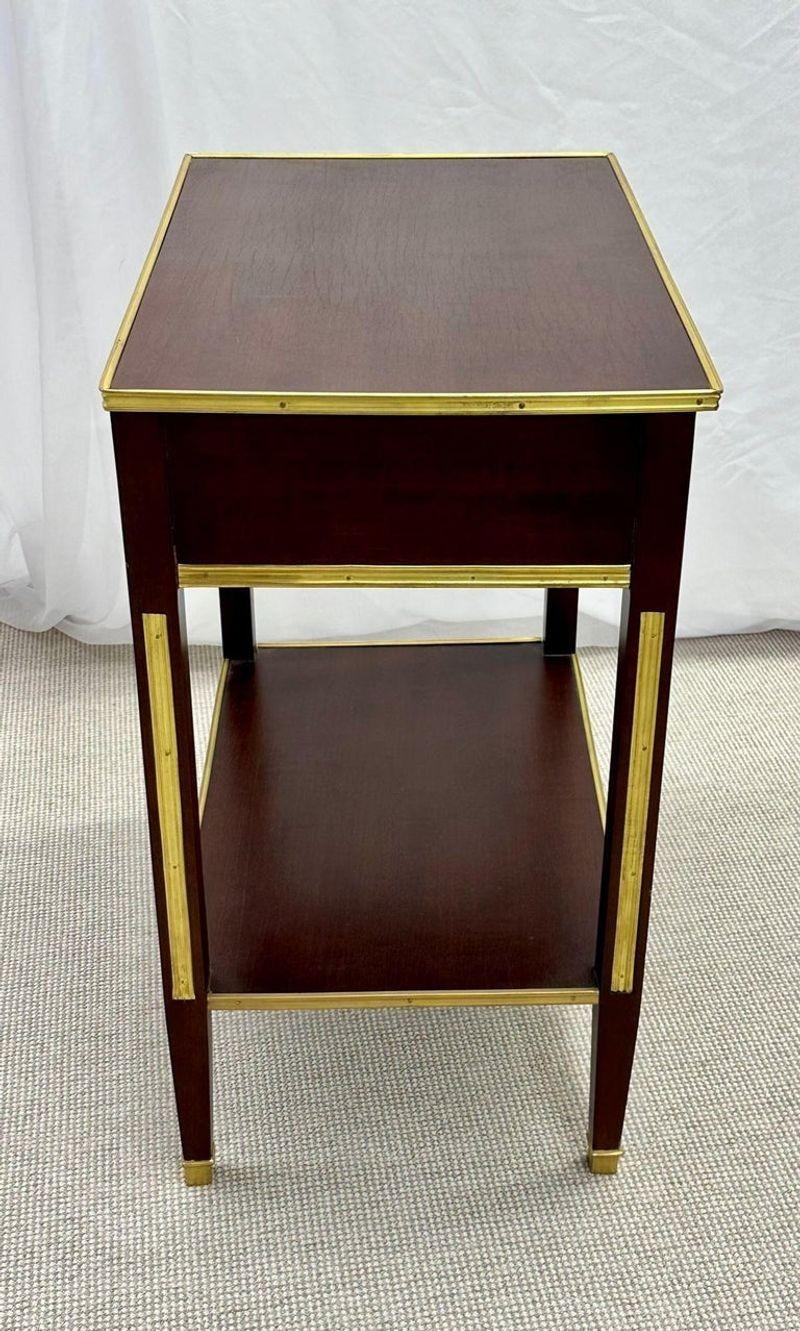 Pair of One Drawer Neoclassical Style Bronze-Mounted Mahogany End / Side Tables 6