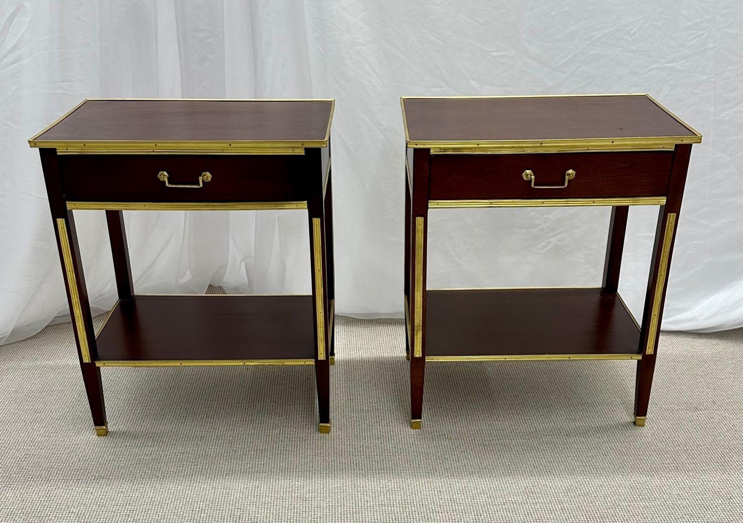 Pair of One Drawer Neoclassical Style Bronze-Mounted Mahogany End / Side Tables

A pair of one drawer Russian style bronze-mounted end tables or night stands that have been professionally refurbished. Of Russian inspiration, these tables are