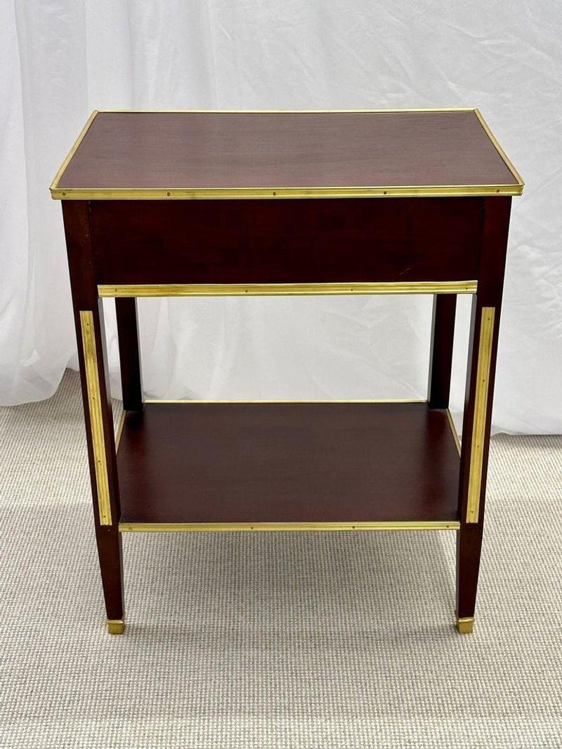 Pair of One Drawer Neoclassical Style Bronze-Mounted Mahogany End / Side Tables 2