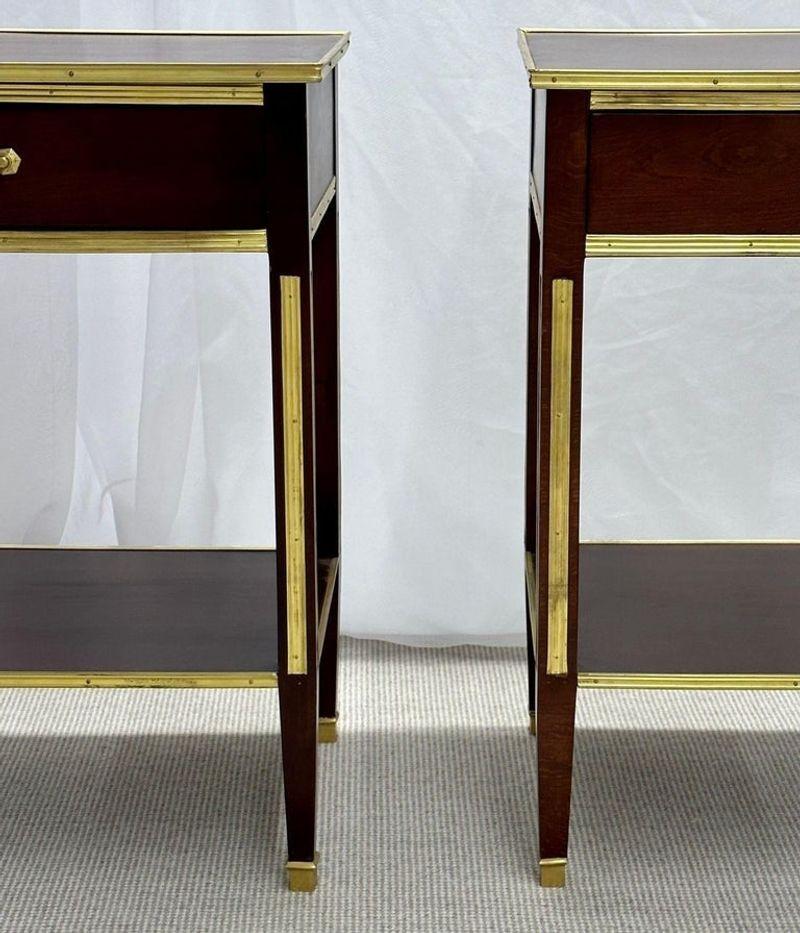 Pair of One Drawer Neoclassical Style Bronze-Mounted Mahogany End / Side Tables 3