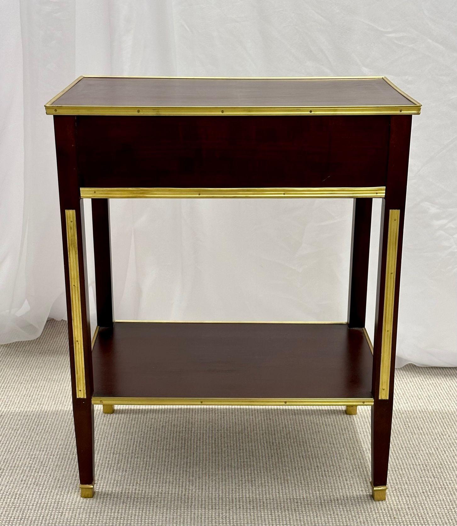 Pair of One Drawer Neoclassical Style Bronze-Mounted Mahogany End / Side Tables For Sale 5