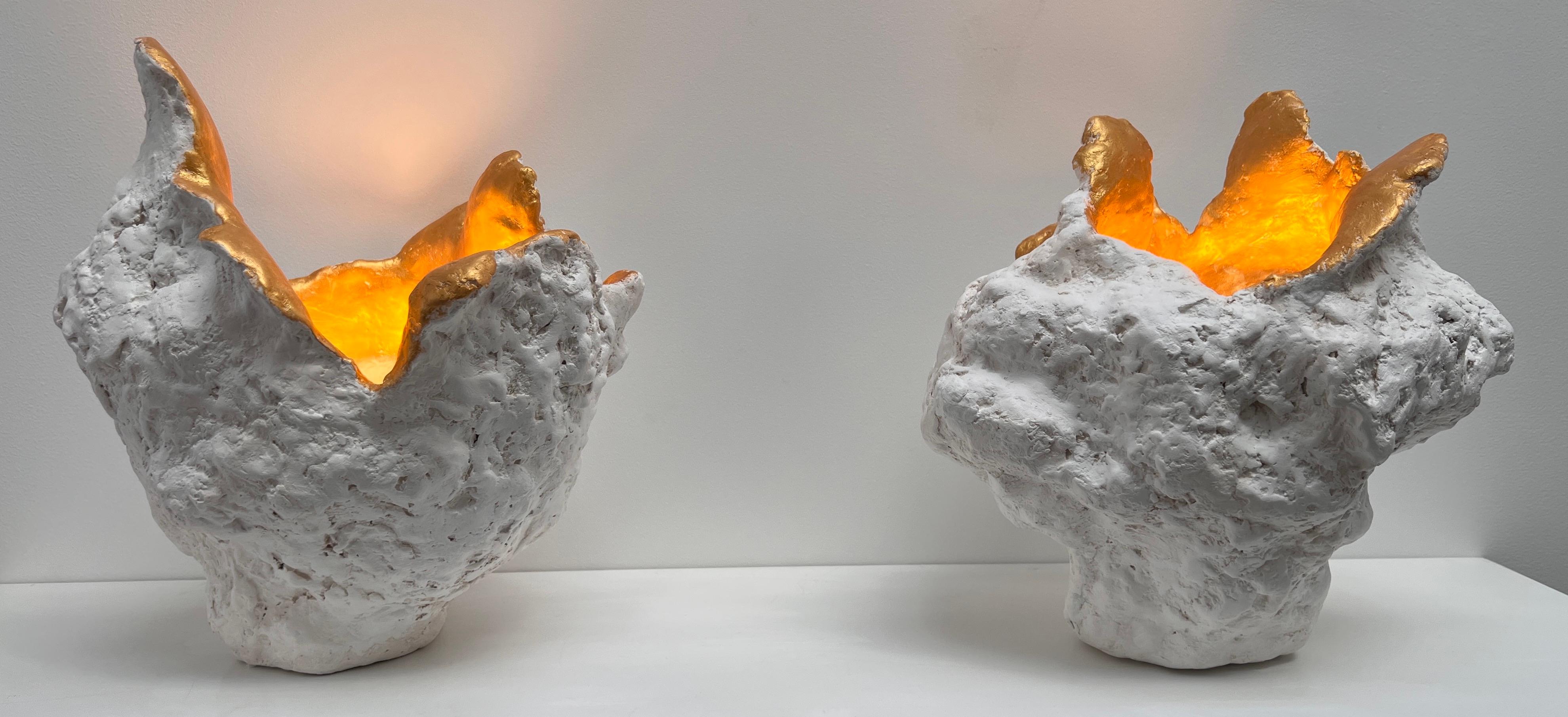 Pareja de lámparas escultóricas artesanales únicas - Formación rocosa orgánica Británico en venta