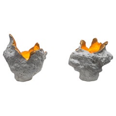 Pair of One of a Kind Handcrafted Sculptural lamps - Organic Rock Formation