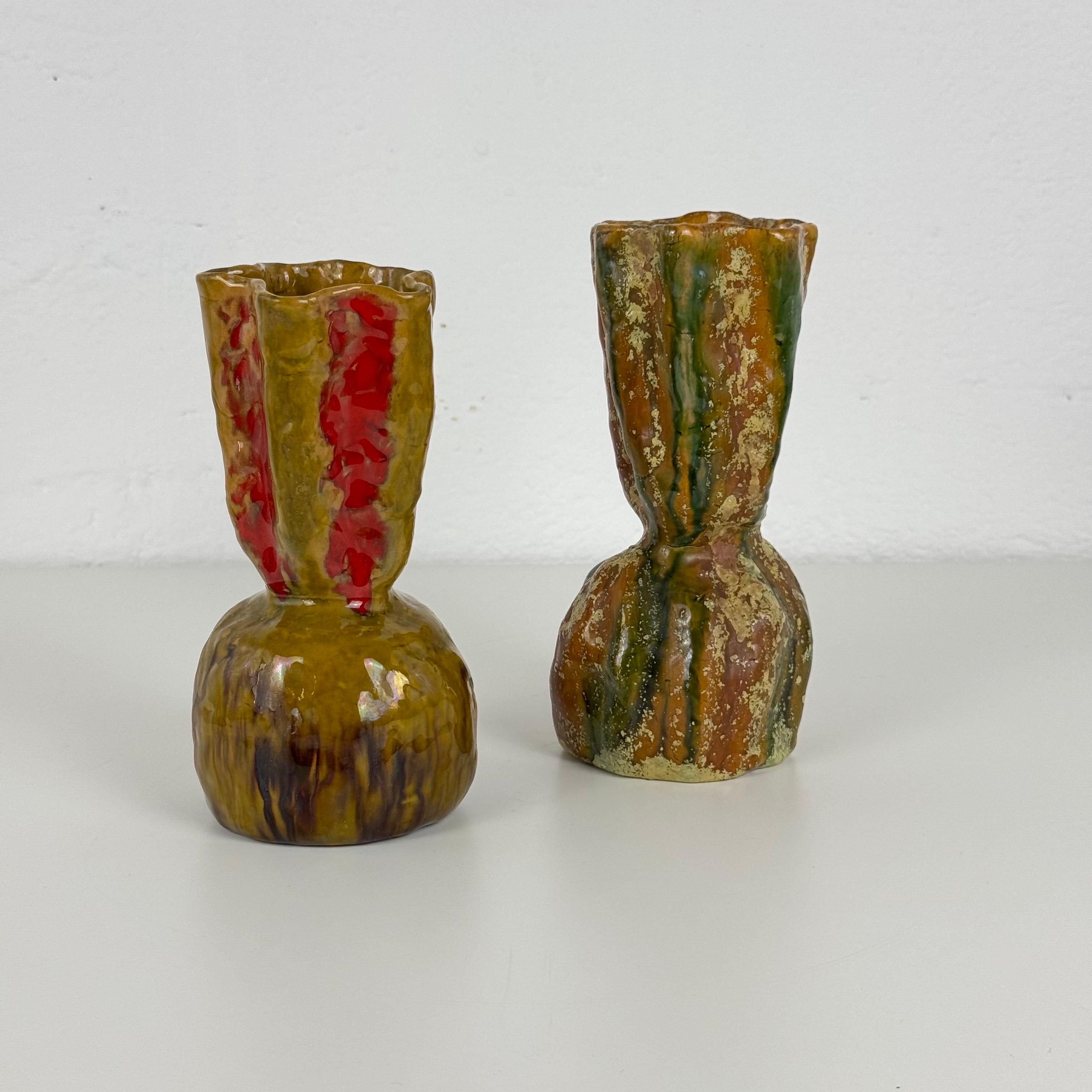 Zwei einzigartige skulpturale Keramikvasen von Pietro Melandri, Faenza, 1960er Jahre (Italienisch) im Angebot