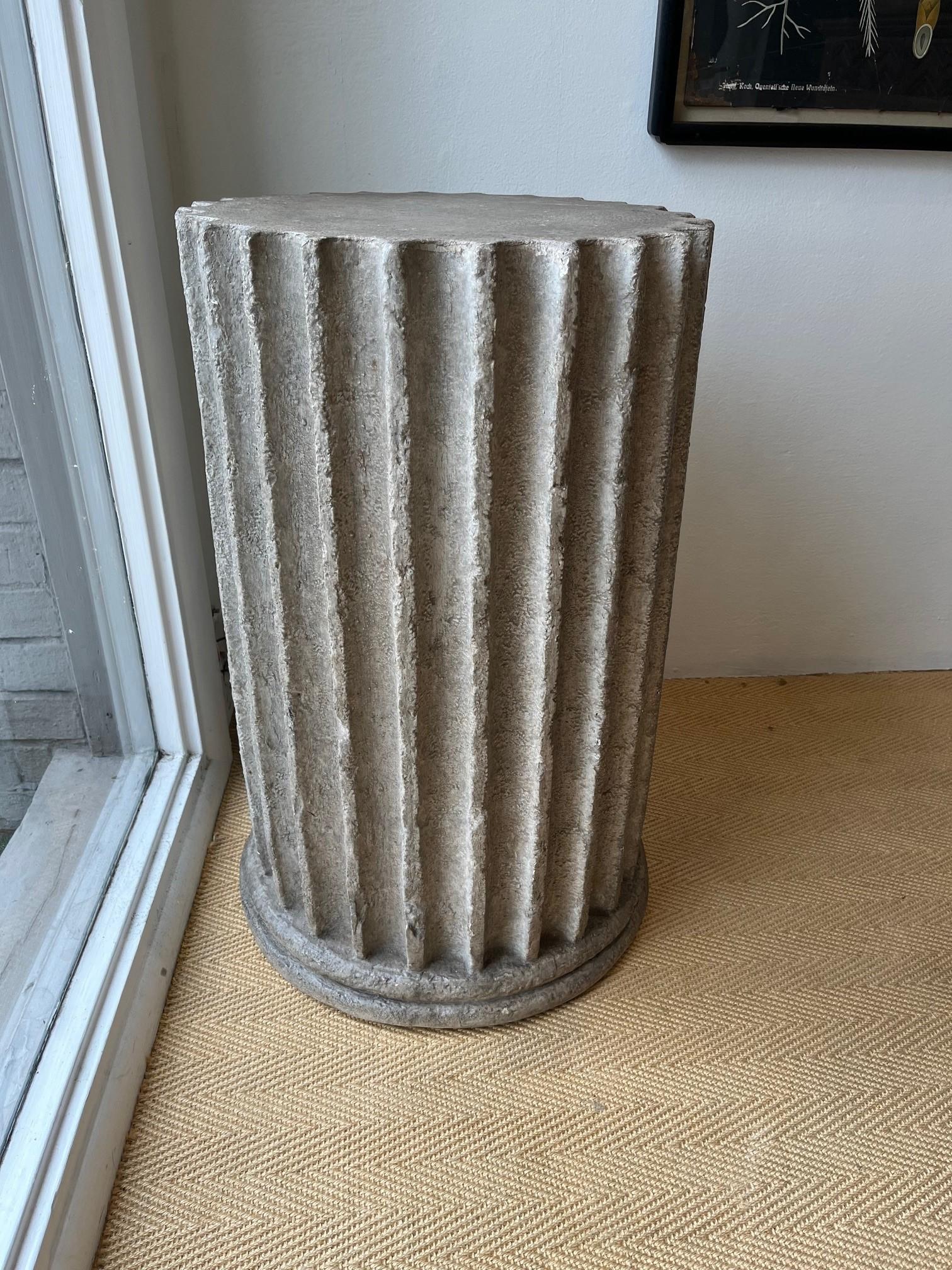 Pair of One of Kind Fluted Stone Column Table Bases or Pedestals 5