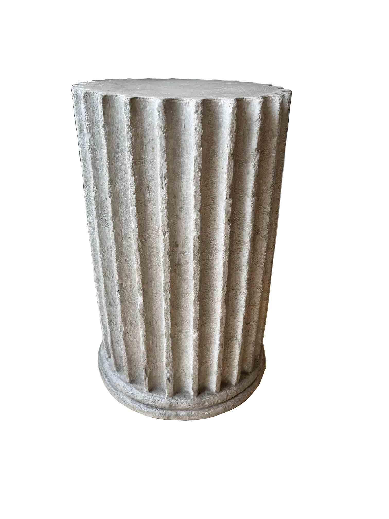 Pair of One of Kind Fluted Stone Column Table Bases or Pedestals 7