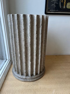 Pair of One of Kind Fluted Stone Column Table Bases or Pedestals