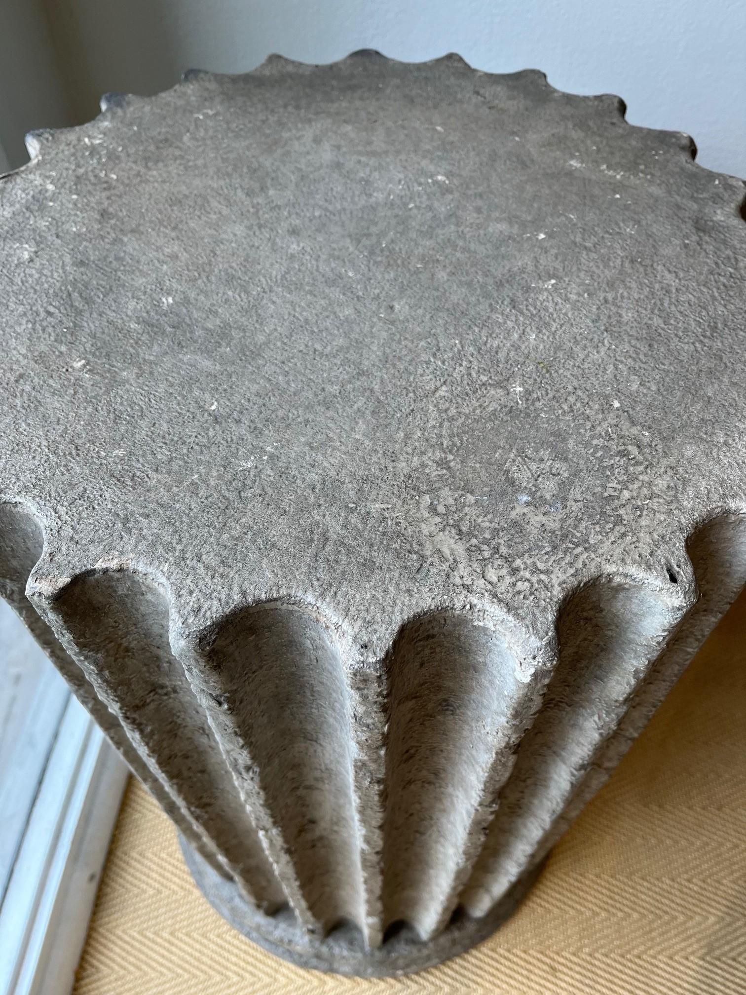 Contemporary Pair of One of Kind Fluted Stone Column Table Bases or Pedestals