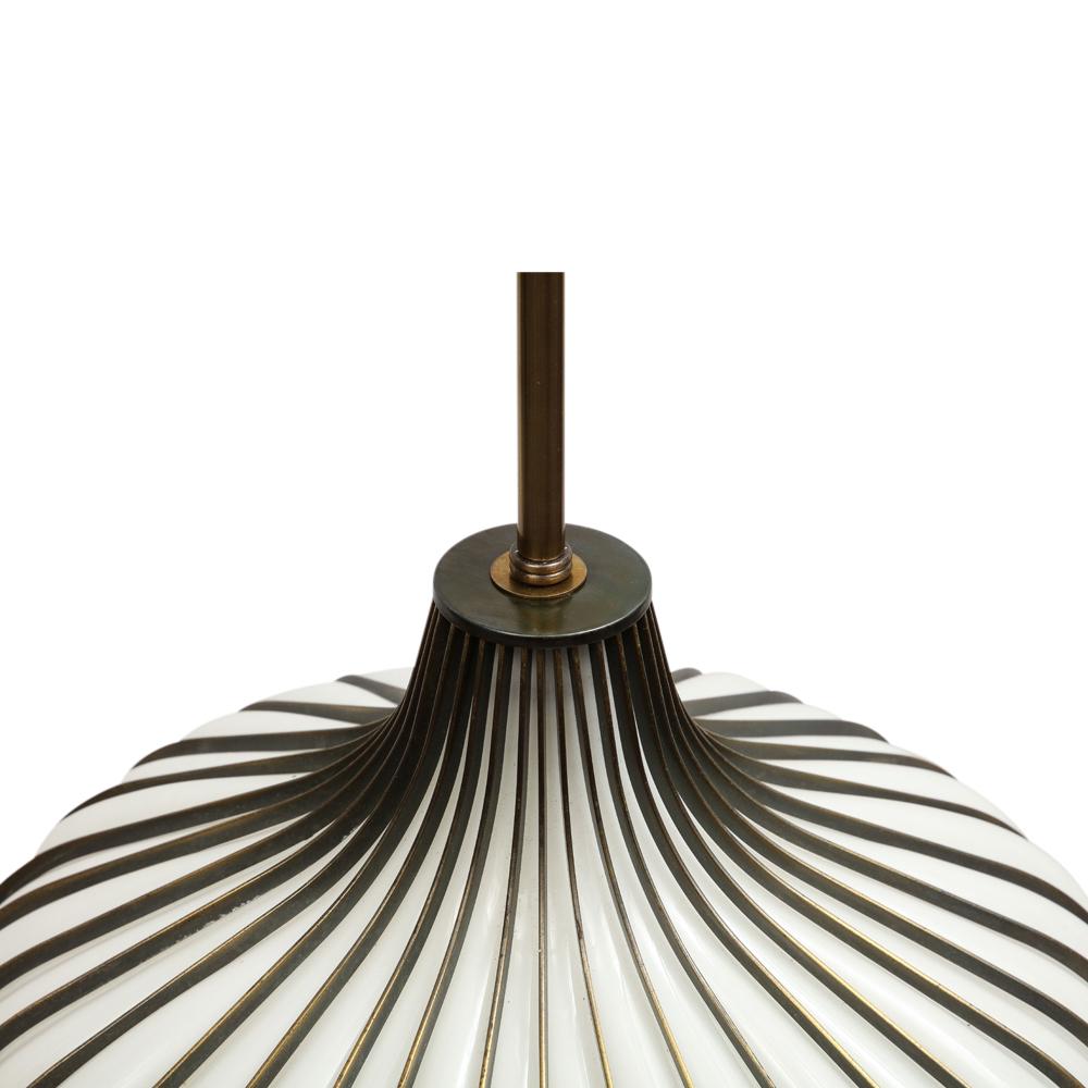 Pair of Onion Pendant Lamps, Brass, Glass, Lightcraft of California 9