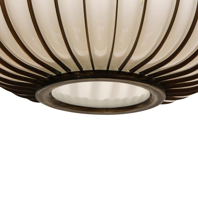 Pair of Onion Pendant Lamps, Brass, Glass, Lightcraft of California For