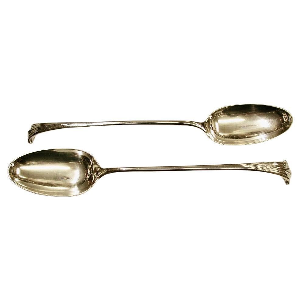 Pair of Onslow  Pattern Geo 111 Silver Stuffing Spoons 1762 William Withers  For Sale