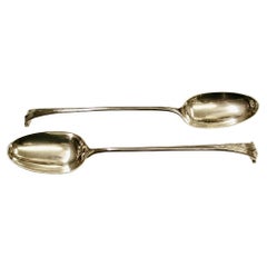 Pair of Onslow  Pattern Geo 111 Silver Stuffing Spoons 1762 William Withers 