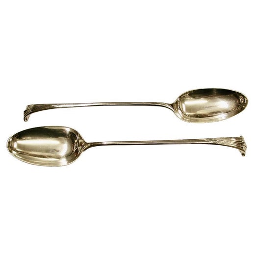 Pair of Onslow  Pattern Geo 111 Silver Stuffing Spoons 1762 William Withers