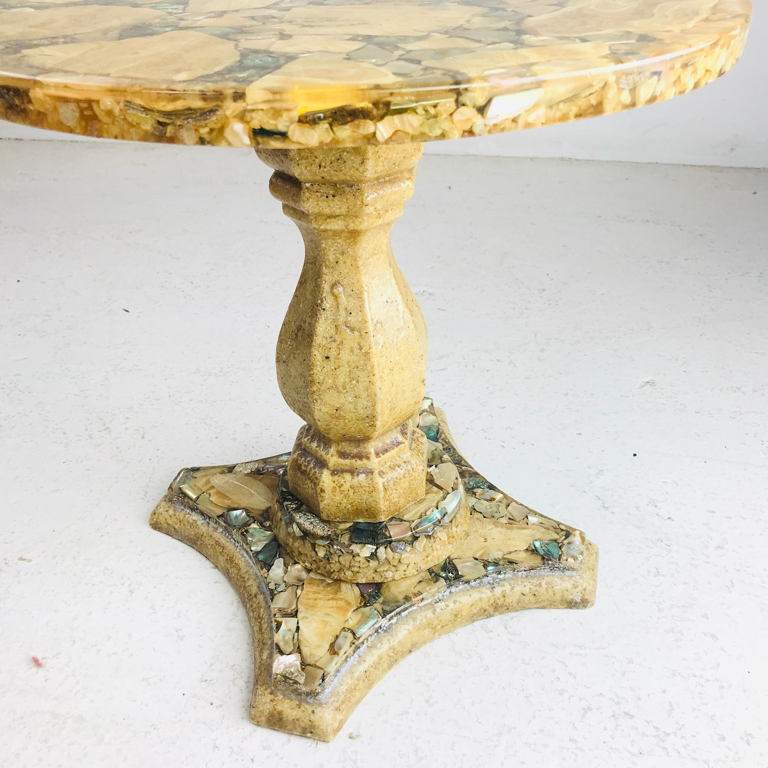 Pair of Onyx Abalone Shell Gold Glitter Cocktail Tables by Arturo Pani 1