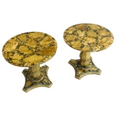 Pair of Onyx Abalone Shell Gold Glitter Cocktail Tables by Arturo Pani
