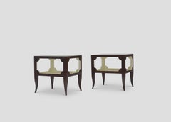 Pair of Onyx and Mahogany End Tables by Tommi Parzinger