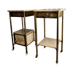 Coppia di comodini in ottone onice