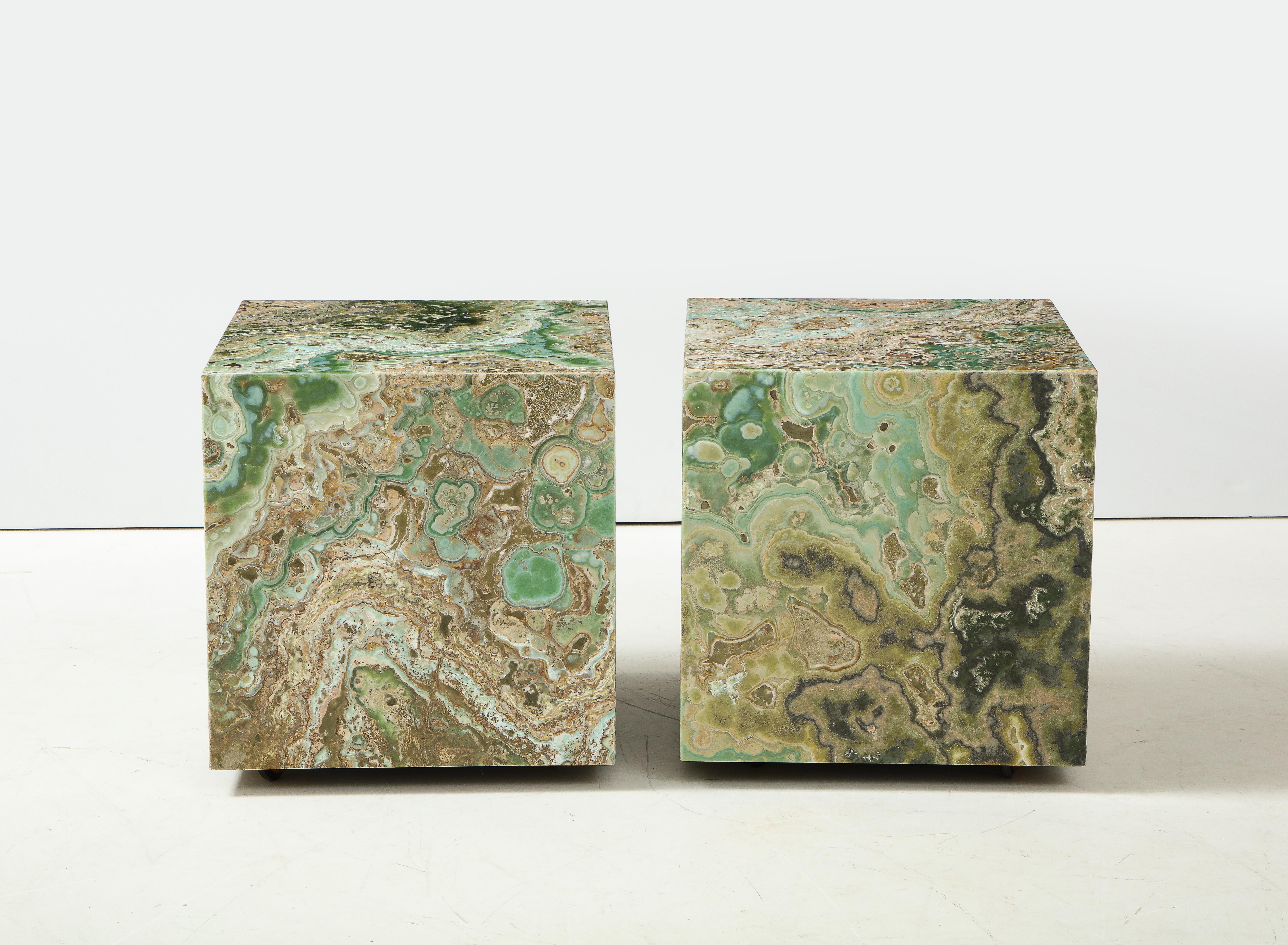Italian Pair of Onyx Cube Tables