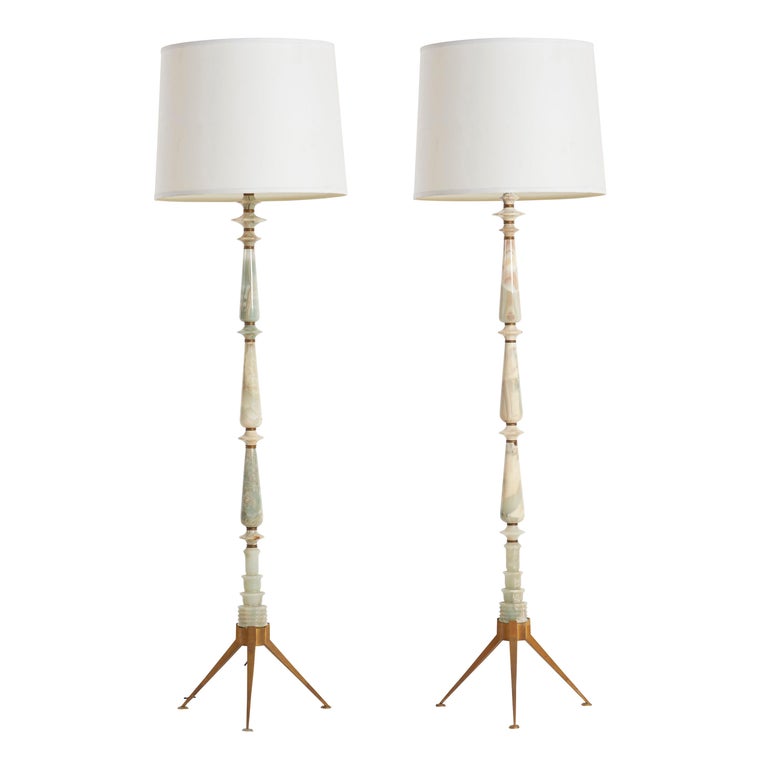 Pair of Onyx Floor Lamps attributed to Cesare Lacca, circa 1955 For Sale at  1stDibs
