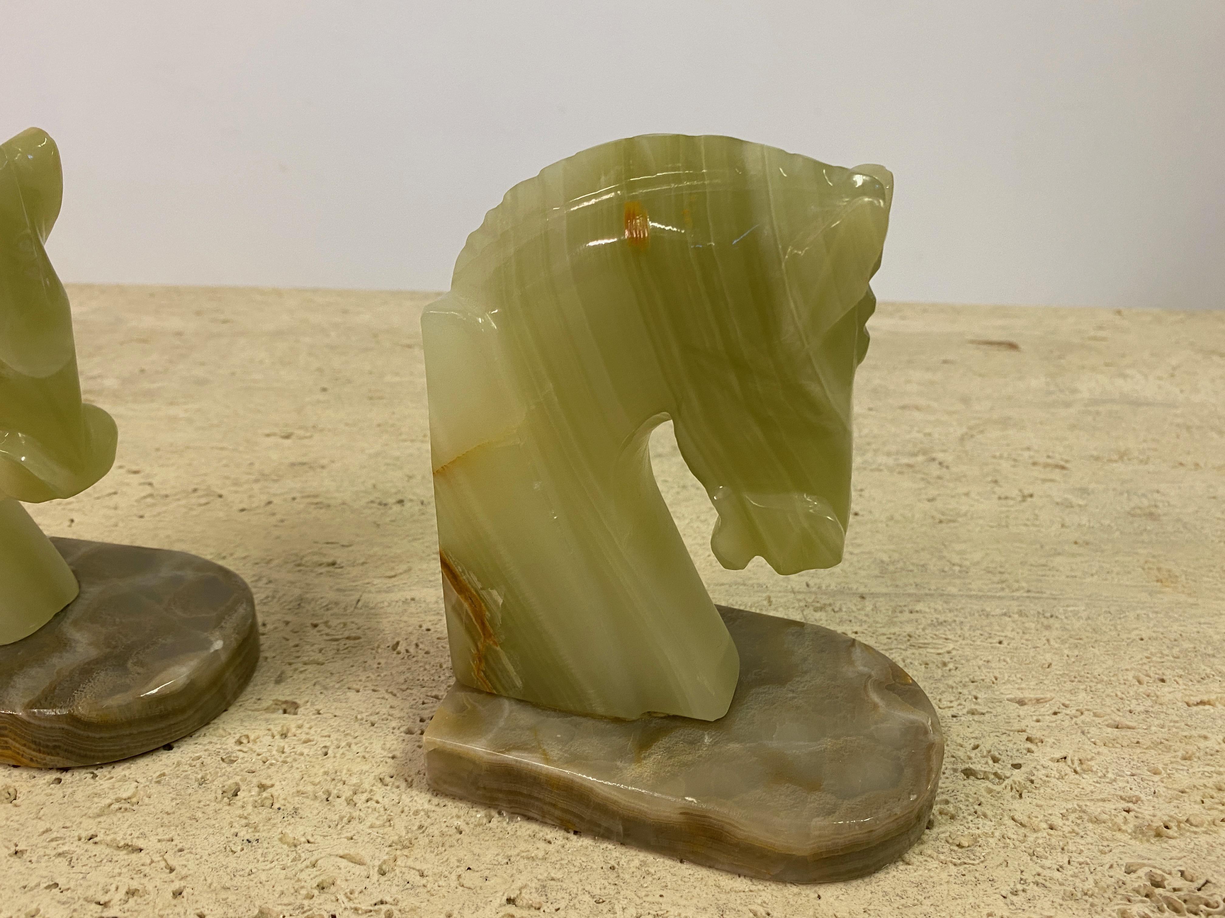 Pair of Onyx Horse Head Bookends 1