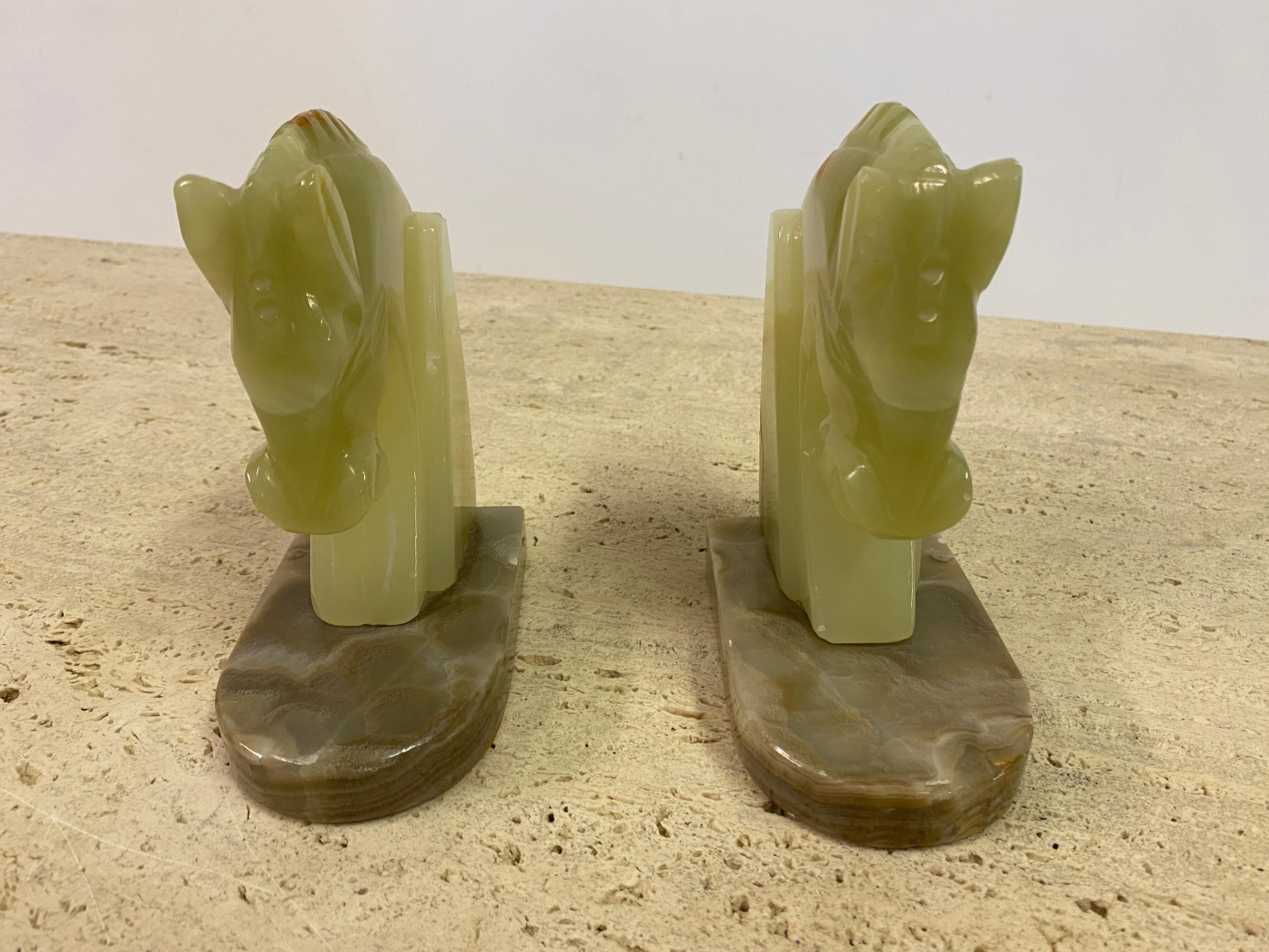 Pair of Onyx Horse Head Bookends 3