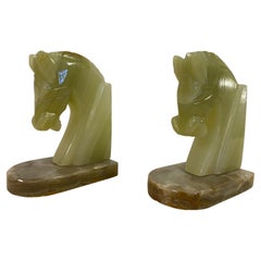 Vintage Pair of Onyx Horse Head Bookends