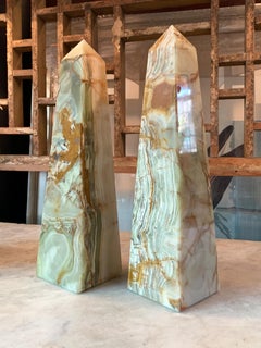 Pair of Onyx Marble Obelisks