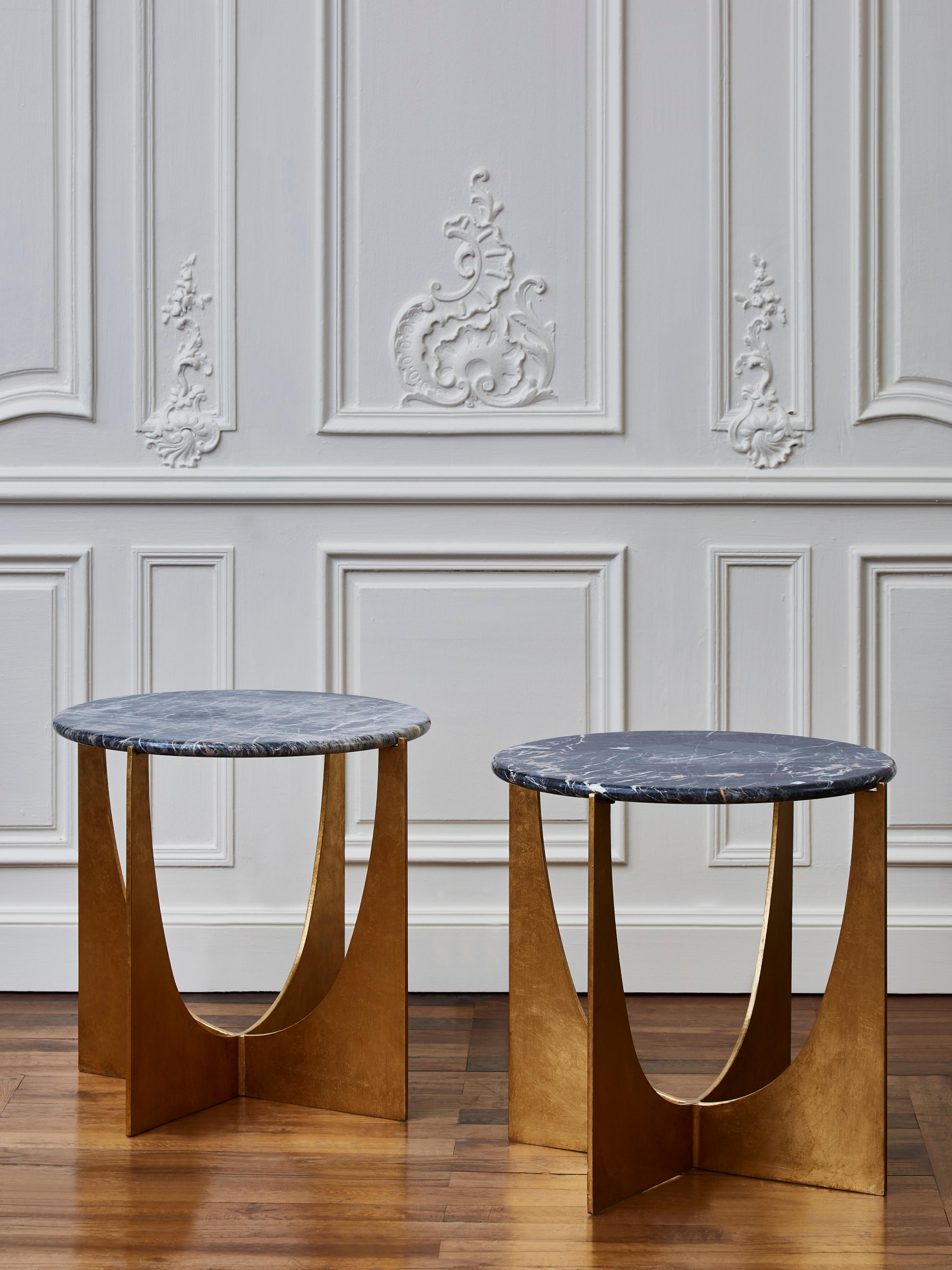French Pair of Onyx Pedestals by Studio Glustin For Sale