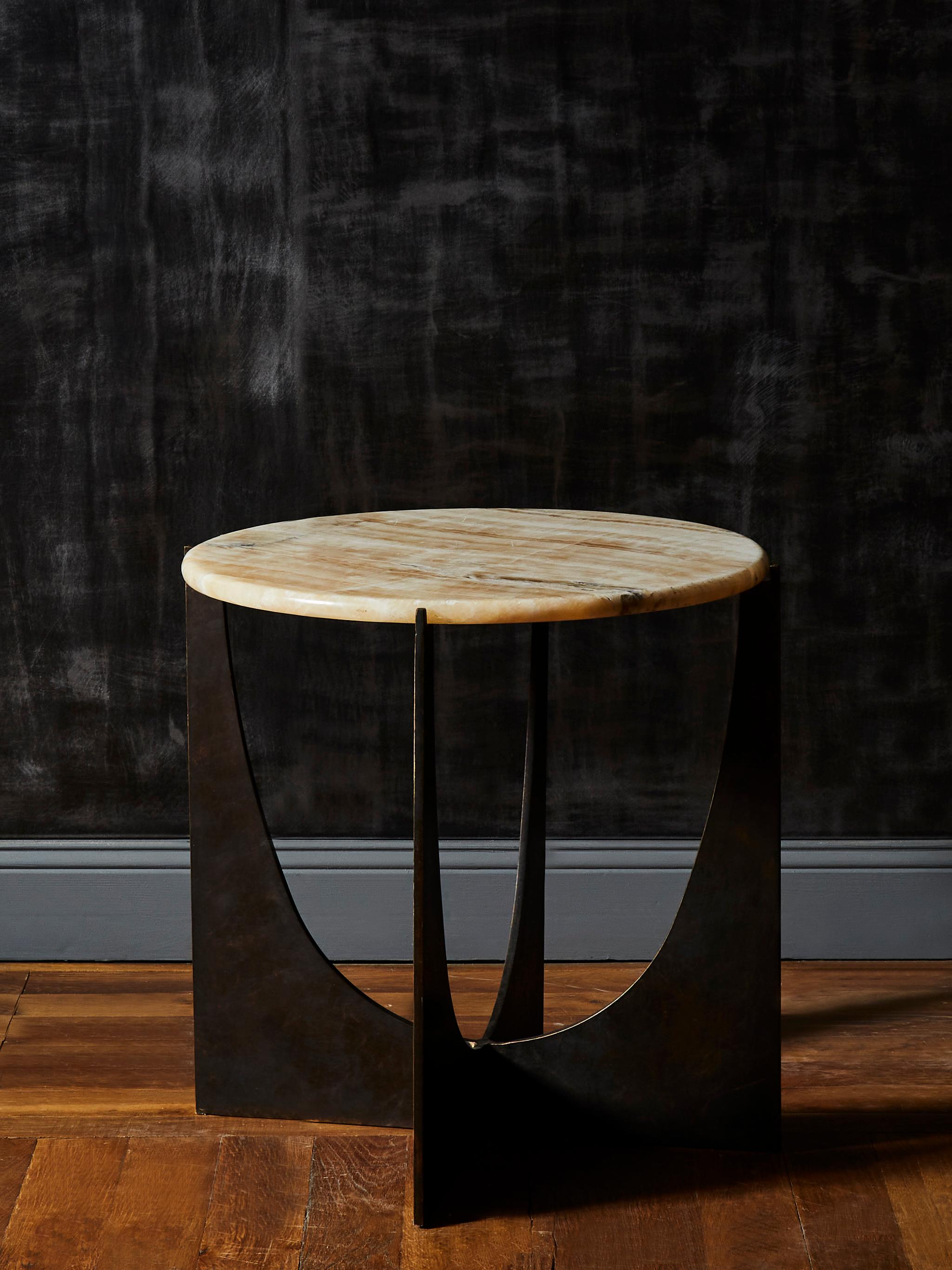 French Pair of Onyx Pedestals by Studio Glustin For Sale
