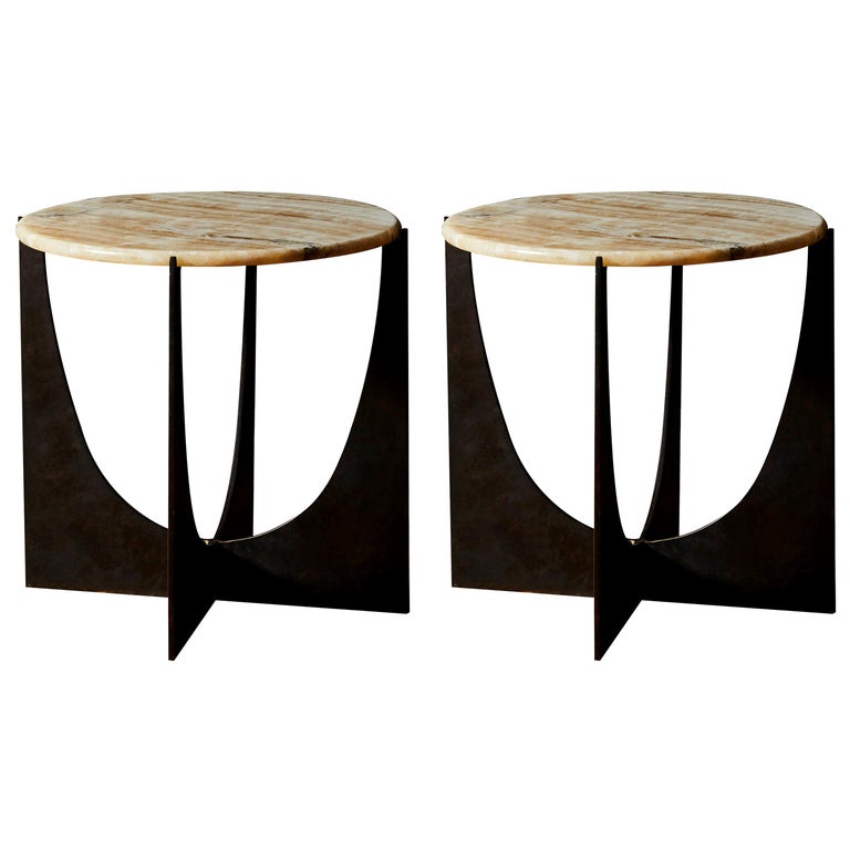Pair of Onyx Pedestals For Sale