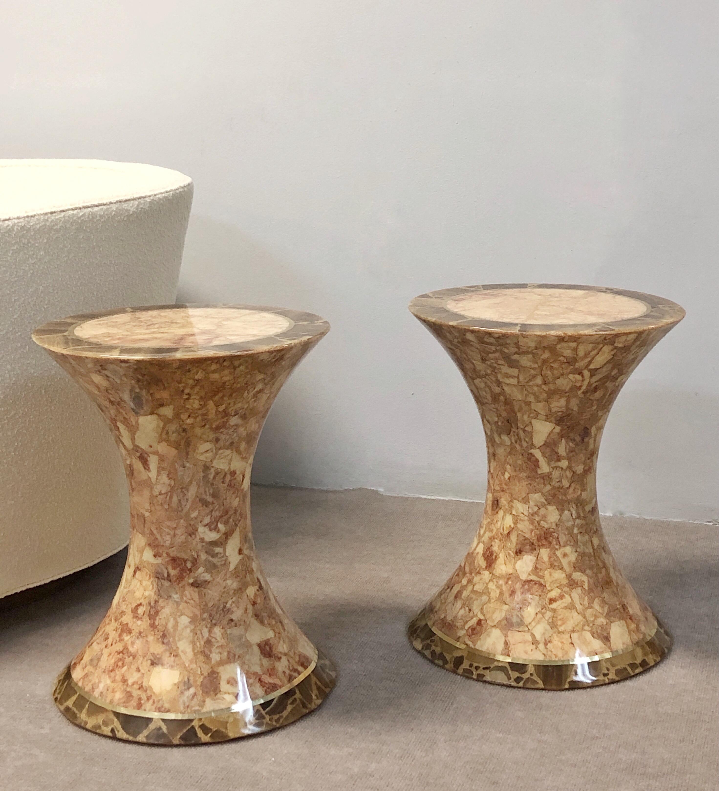 Pair of Onyx Side Drink Tables Stands by Muller Mexico, 1970s 3