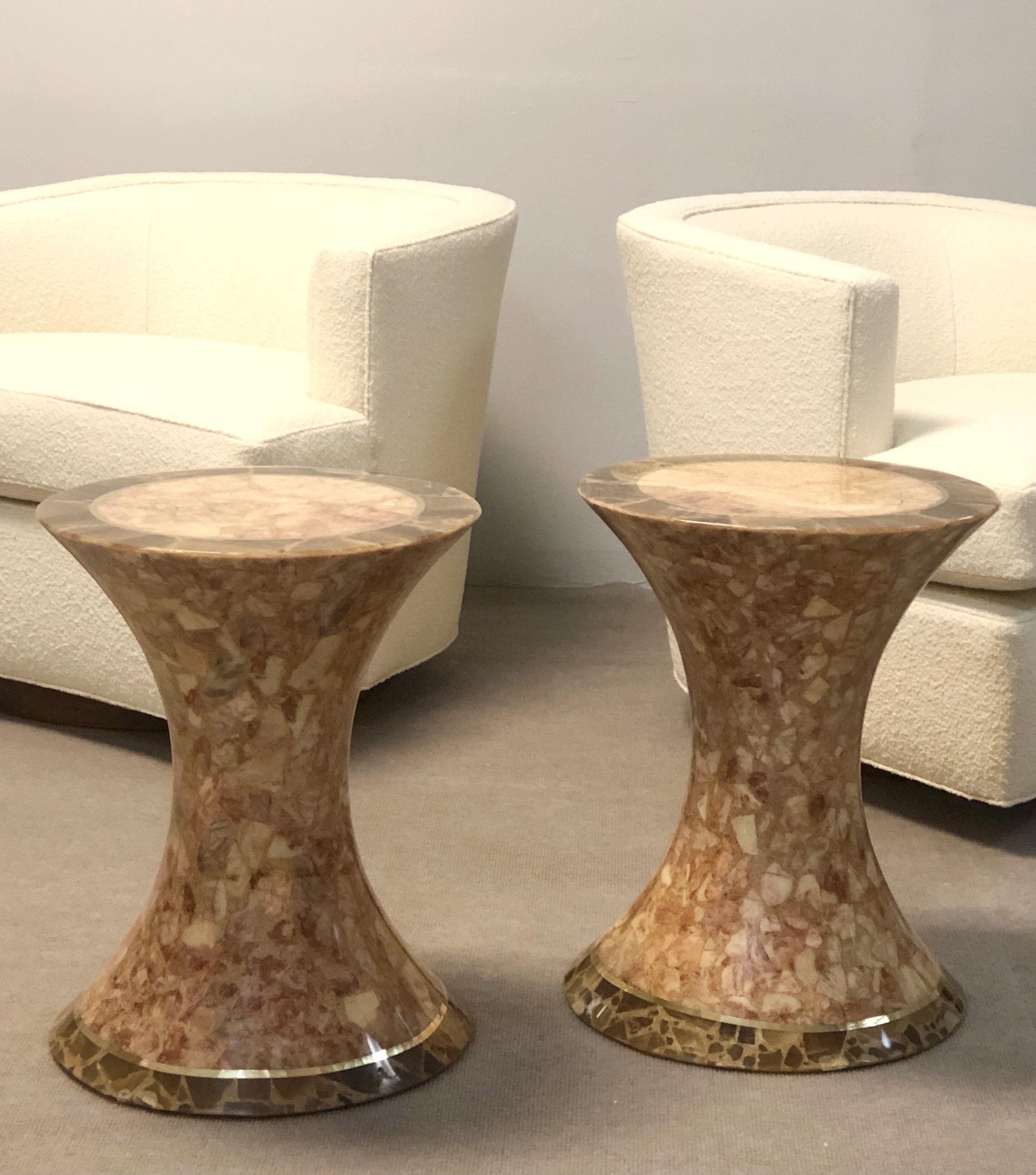 Pair of Onyx Side Drink Tables Stands by Muller Mexico, 1970s 4