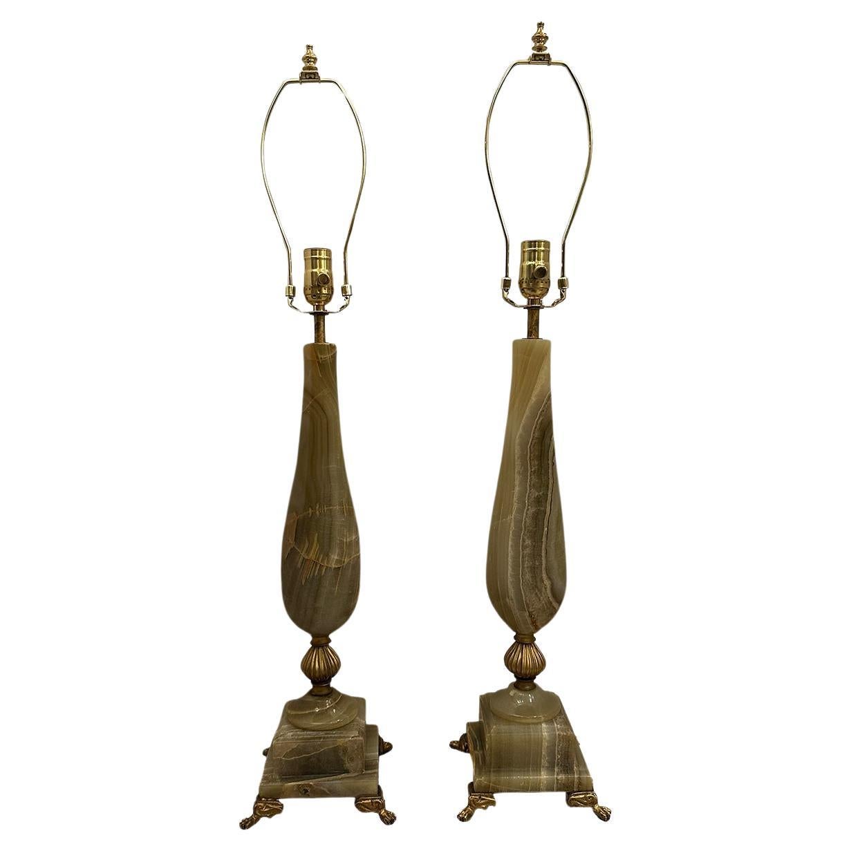 Pair of Onyx Table Lamps